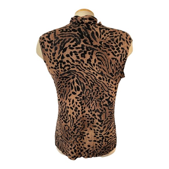 ARTEX COLLECTION Leopard Print Top Size Medium Very Stretchy Sleeveless - Picture 5 of 8
